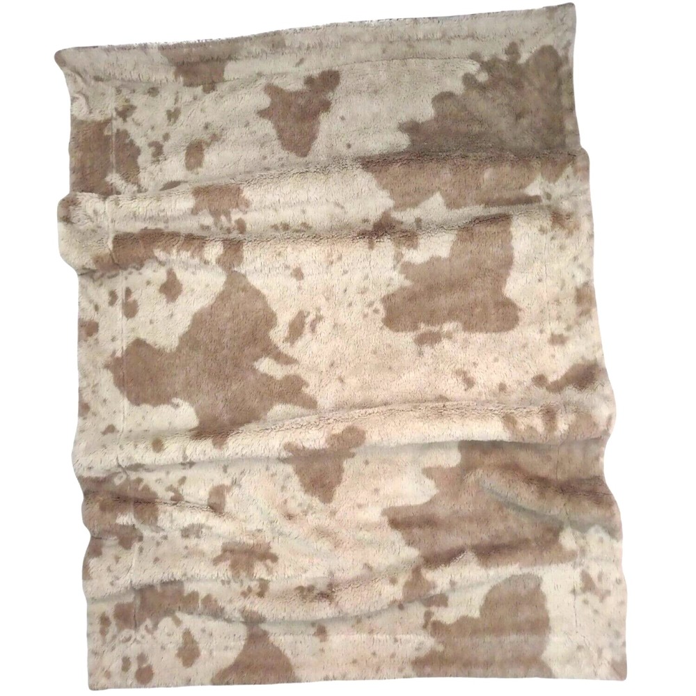 Little Miracles Brown COW Baby Blanket Plush Costco htf Beige Tan Sherpa Cream - Picture 2 of 5